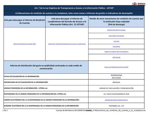 Literal m Mecanismos de rendicion de cuentas a la ciudadania